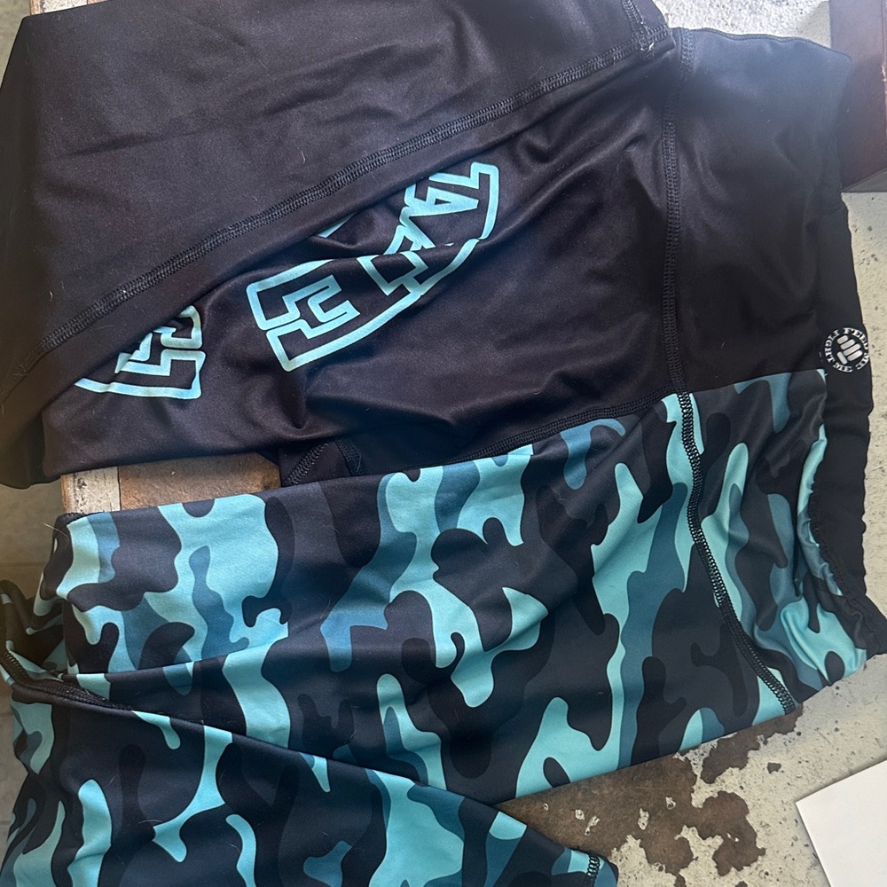 Black and Blue Feed Me Fight Me Camouflage Spandex